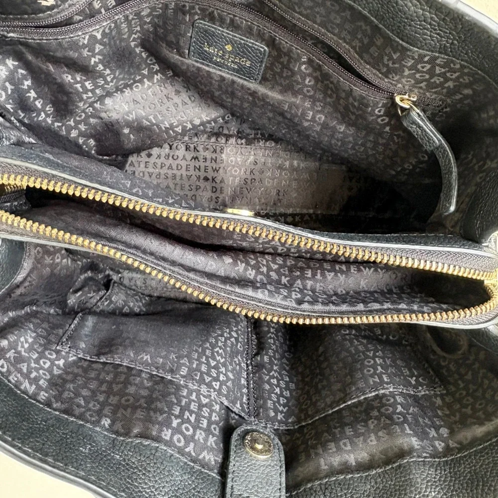 Kate Spade Larchmont Avenue Evangelie 100% Cow Leather Satchel Black Luxury